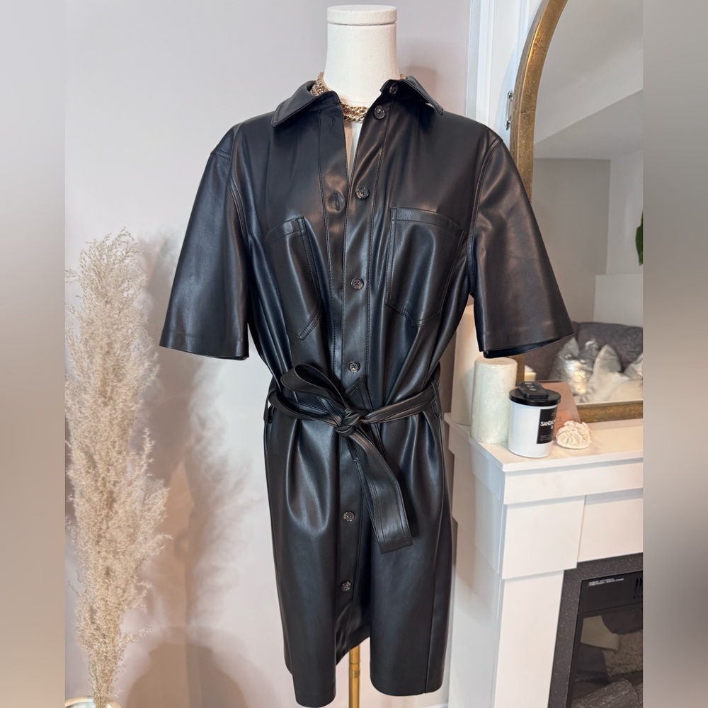 Mango Black  Faux Leather Dress/Top
